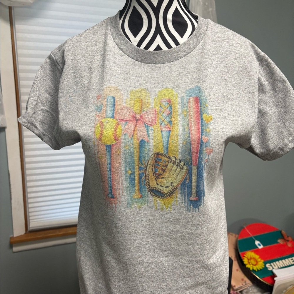 Gray Kids Baseball Graphic T-Shirt